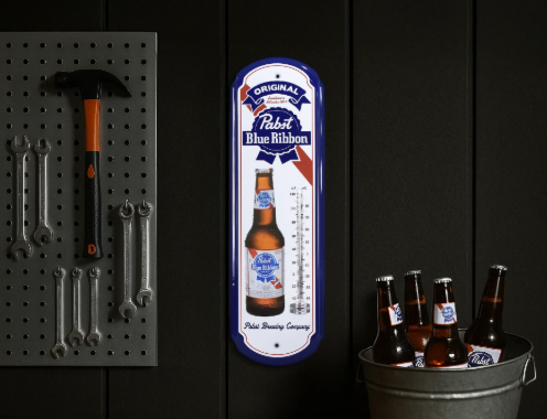 Thermomètre vintage Pabst Blue Ribbon - Enseigne rétro pour intérieur et extérieur