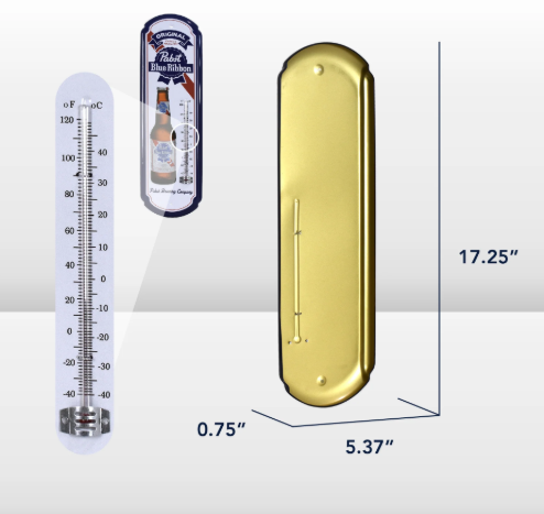 Thermomètre vintage Pabst Blue Ribbon - Enseigne rétro pour intérieur et extérieur