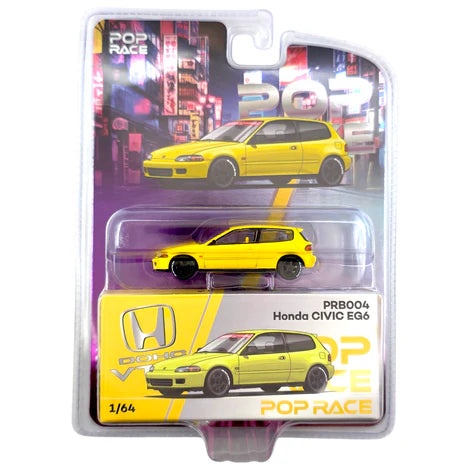 (LIMIT 1 PER CLIENT) POPRACE 1/64-Honda Civic EG6 YELLOW - Vancouver 2026 Edition PRB004