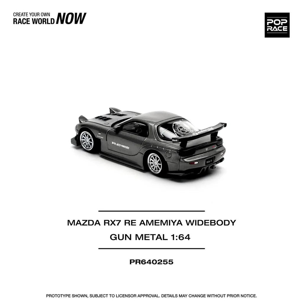 POPRACE 1/64 - Mazda RX7 Re-Amemiya - "Gun Metal" - PR640255