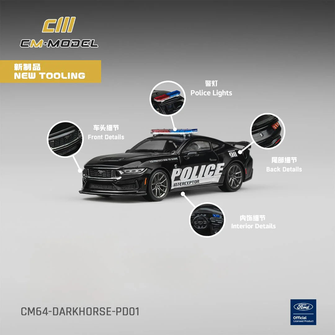 CM Model 1/64- Ford Mustang Dark Horse Police Car CM64-DARKHORSE-PD01