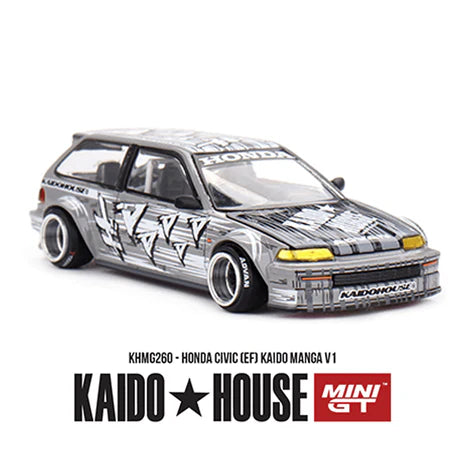 Kaido House x Mini GT Honda Civic (EF) Kaido Manga V1 – Silver KHMG260