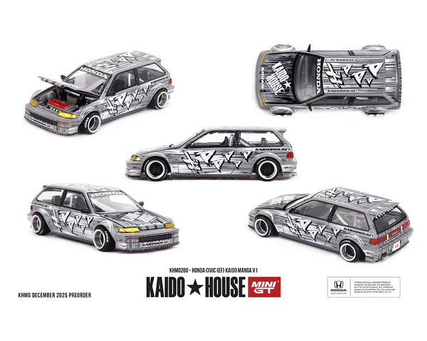 Kaido House x Mini GT Honda Civic (EF) Kaido Manga V1 – Silver KHMG260