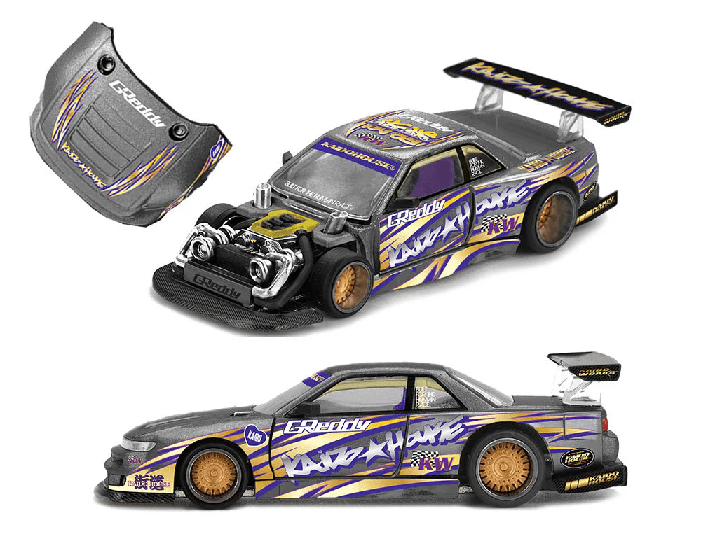 Kaido House x Mini GT -Nissan Silvia S13-R Kaido Drift V1 Greddy – Gunmetal Gray KHMG235