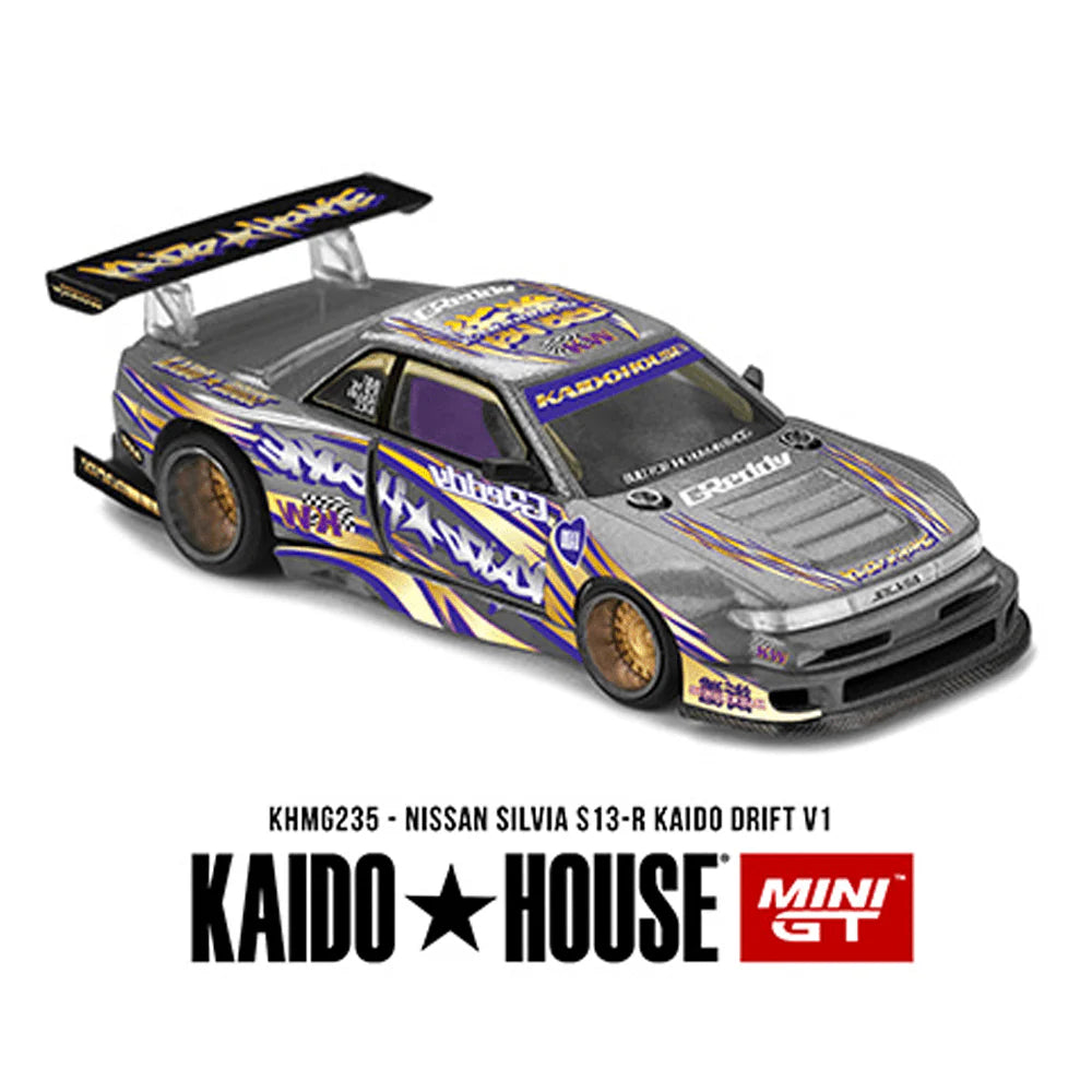Kaido House x Mini GT -Nissan Silvia S13-R Kaido Drift V1 Greddy – Gunmetal Gray KHMG235