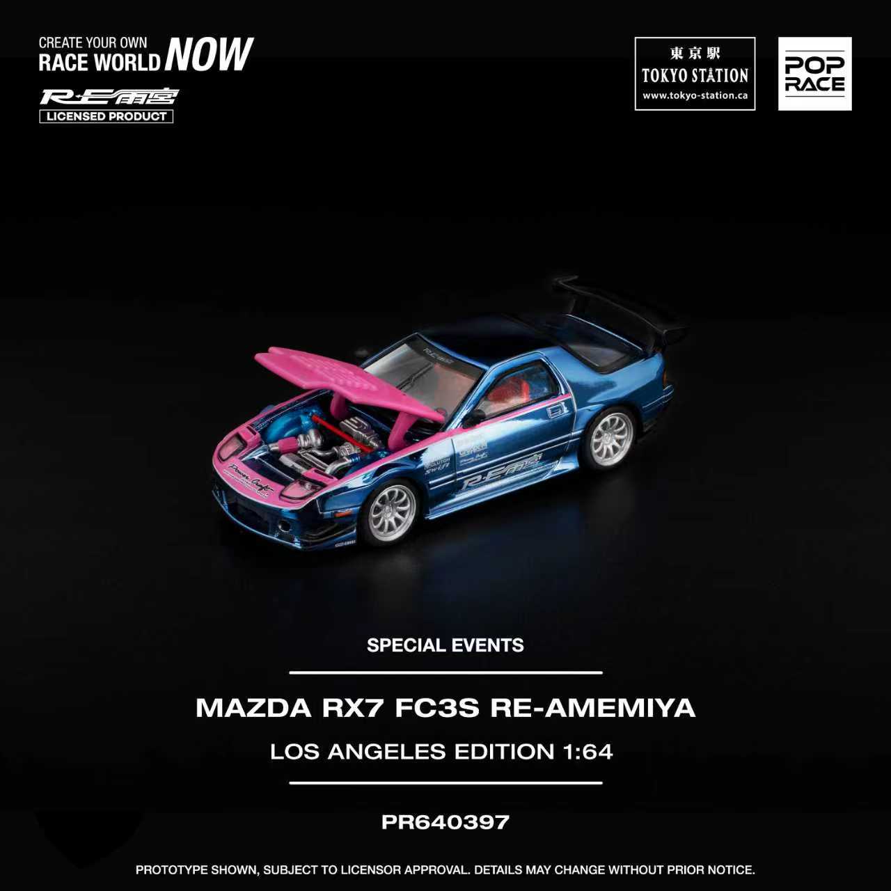 POPRACE 1/64-Mazda RX7 (FC3S) RE Amemiya RHD-Los Angeles Edition PR640397