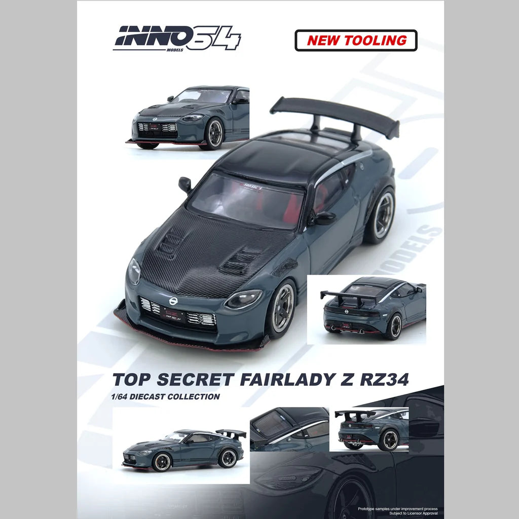 INNO64 1/64 - "Top Secret" Nissan Fairlady Z (RX34) Stealth Gray - IN64-Z34TS-SG