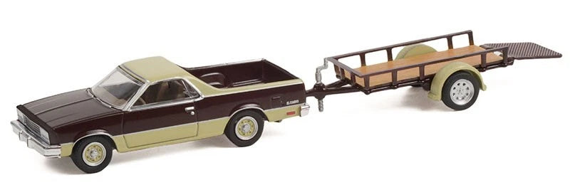 1984 Chevrolet El Camino Conquista in Maroon Metallic and Beige with Utility Trailer