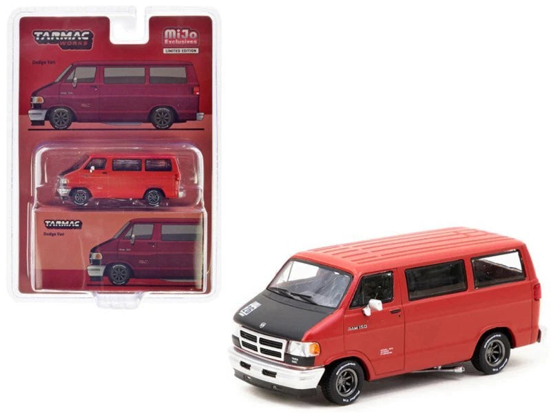 ☆新品未使用☆　TARMAC Dodge VAN Tarmac Works 1:64 Dodge Van - Red - MiJo Exclusives - M & J