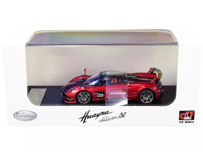 Pagani Huayra BC Roadster-(Red and Carbon with Red and White Stripes)