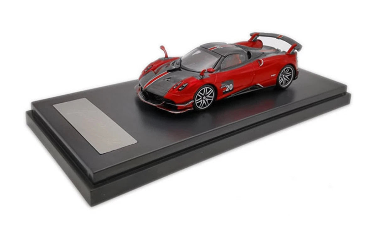 Pagani Huayra BC Roadster-(Red and Carbon with Red and White Stripes)