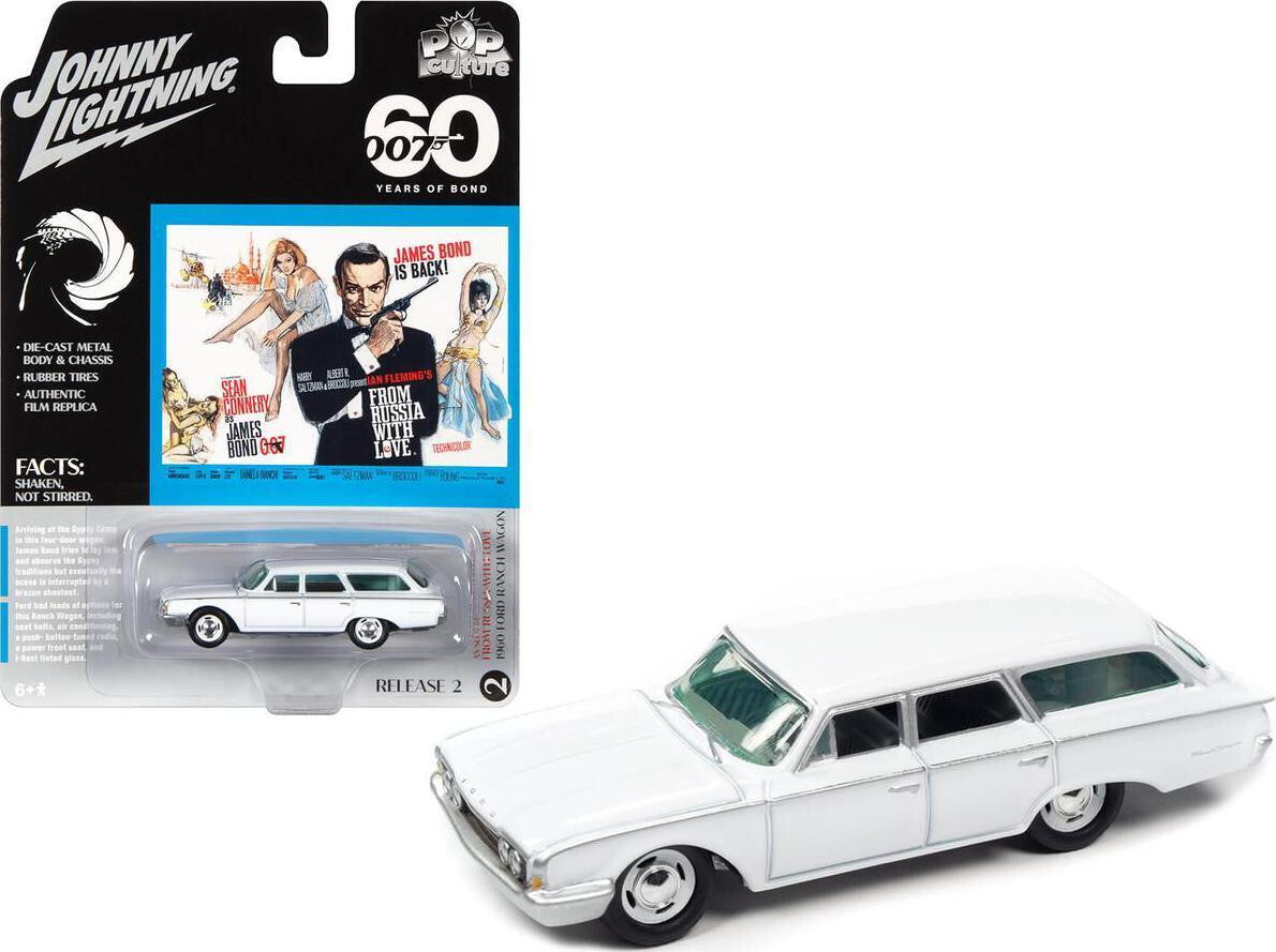 Johnny Lightning Pop Culture Release 2 James Bond 007 From Russia with Love 1960 Ford Ranch Wagon – Blanc – JLPC007-JLSP258