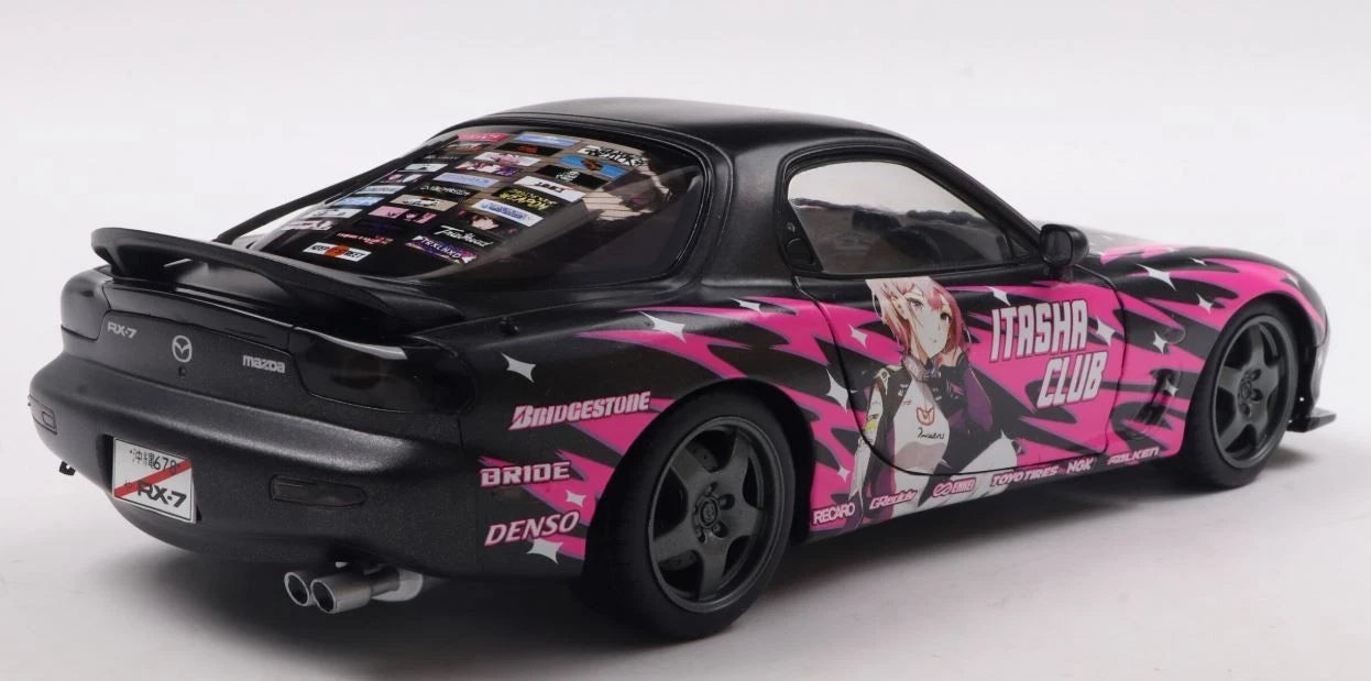 SOLIDO-1999 MAZDA RX7 FD3RS BLACK & PINK - SOLID WORKS ITASHA CLUB (S1810605)