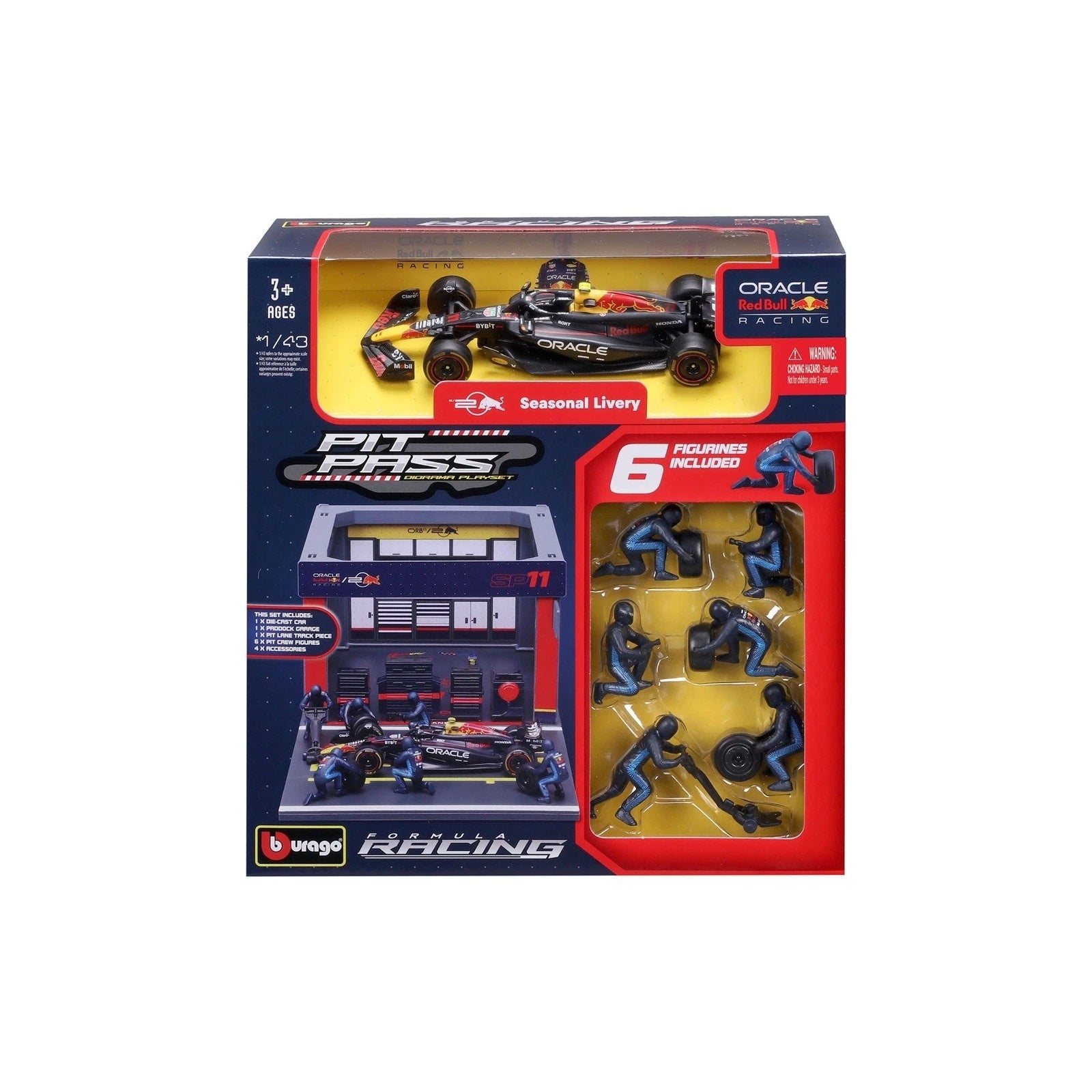 Bburago Diorama-1:43-2024 Formula Race Red Bull RB20 Pit Pass Paddock Set, Perez