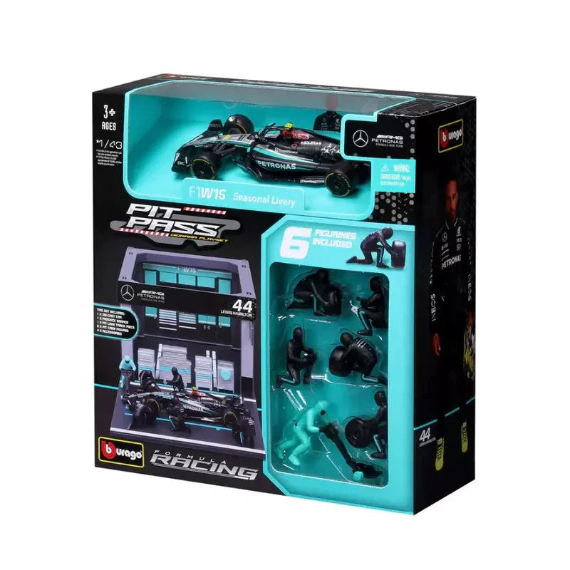 Bburago Diorama-1:43-2024 Formula Race Red Bull RB20 Pit Pass Paddock Set, Hamilton