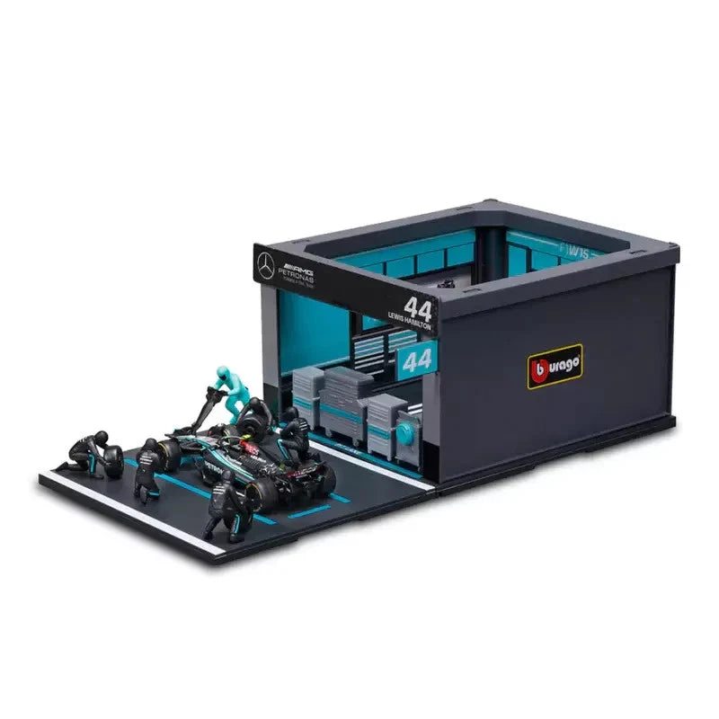 Bburago Diorama-1:43-2024 Formula Race Red Bull RB20 Pit Pass Paddock Set, Hamilton