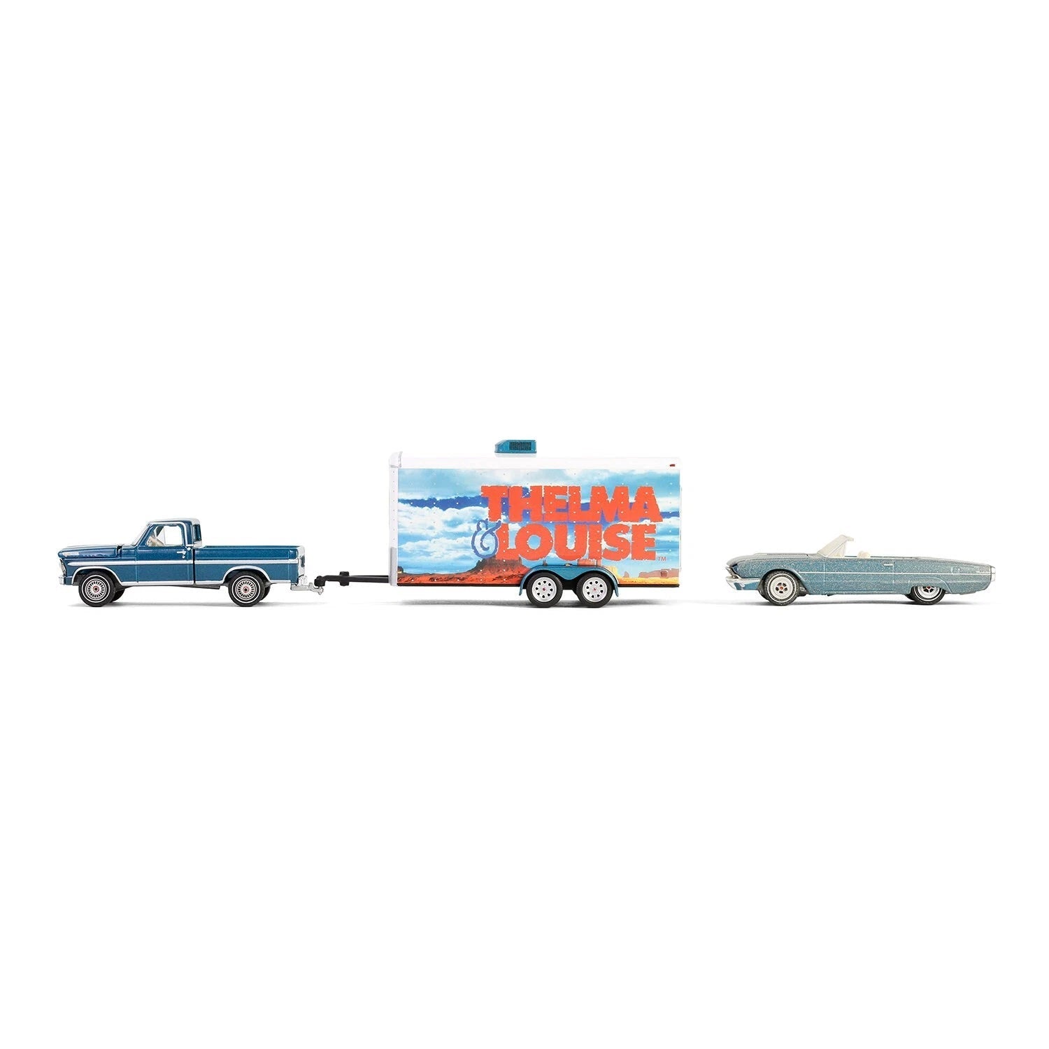 1966 Ford Thunderbird Convertible Blue (Dust Covered) and 1967 Ford F-250 Pickup Truck-"Thelma & Louise" (1991) Movie (GL31180-B)