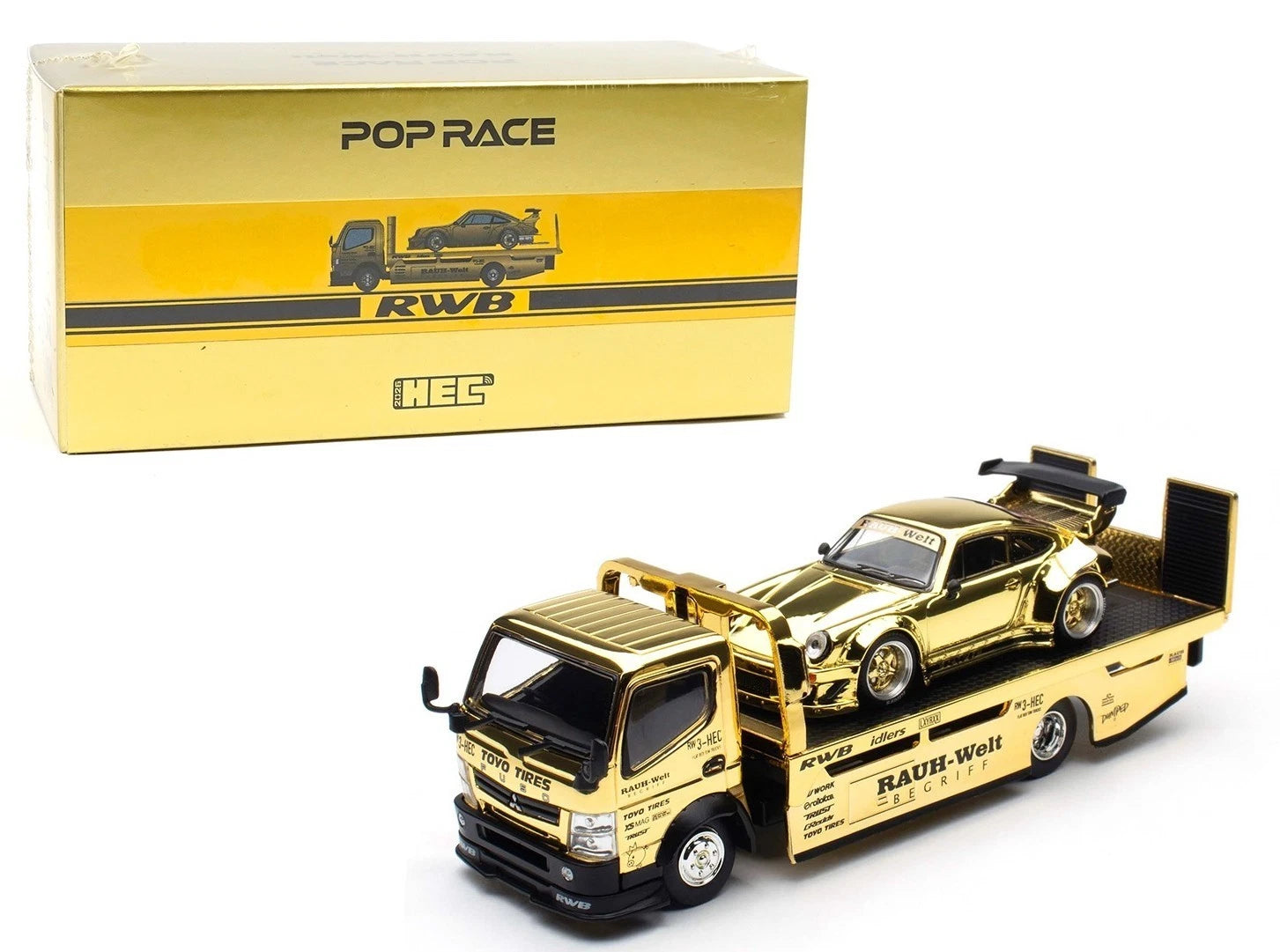 (limit 1 per customer) POPRACE 1:64 RWB 930 & RWB Truck Set Gold Chrome – HEC 2026