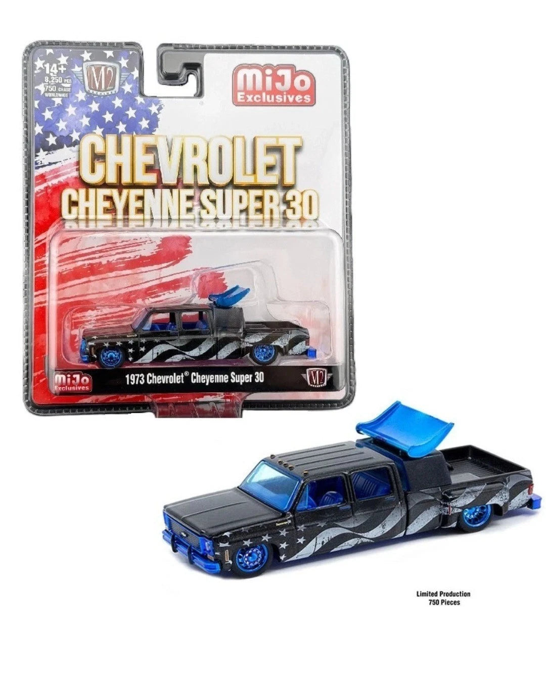 CHASE CARS-1973 Chevrolet Cheyenne Super 30 Stars & Stripes M2 Machines (CHASE-39000-MJS07)