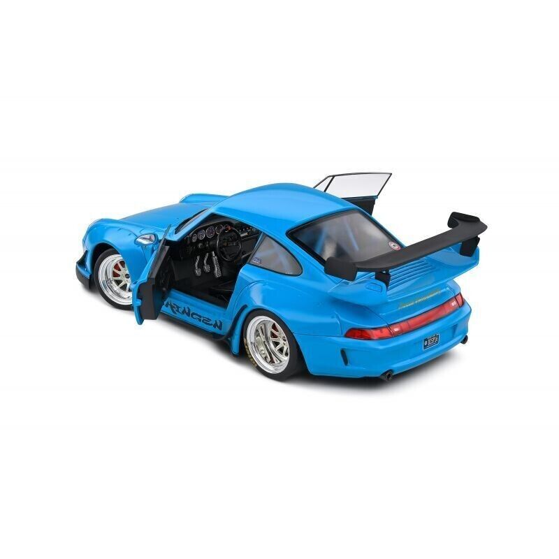 Voiture-miniature-Bleue-Solido-1-18-2018-Porsche-911-RWB-Shingen-vue-arriere-portes-ouvertes