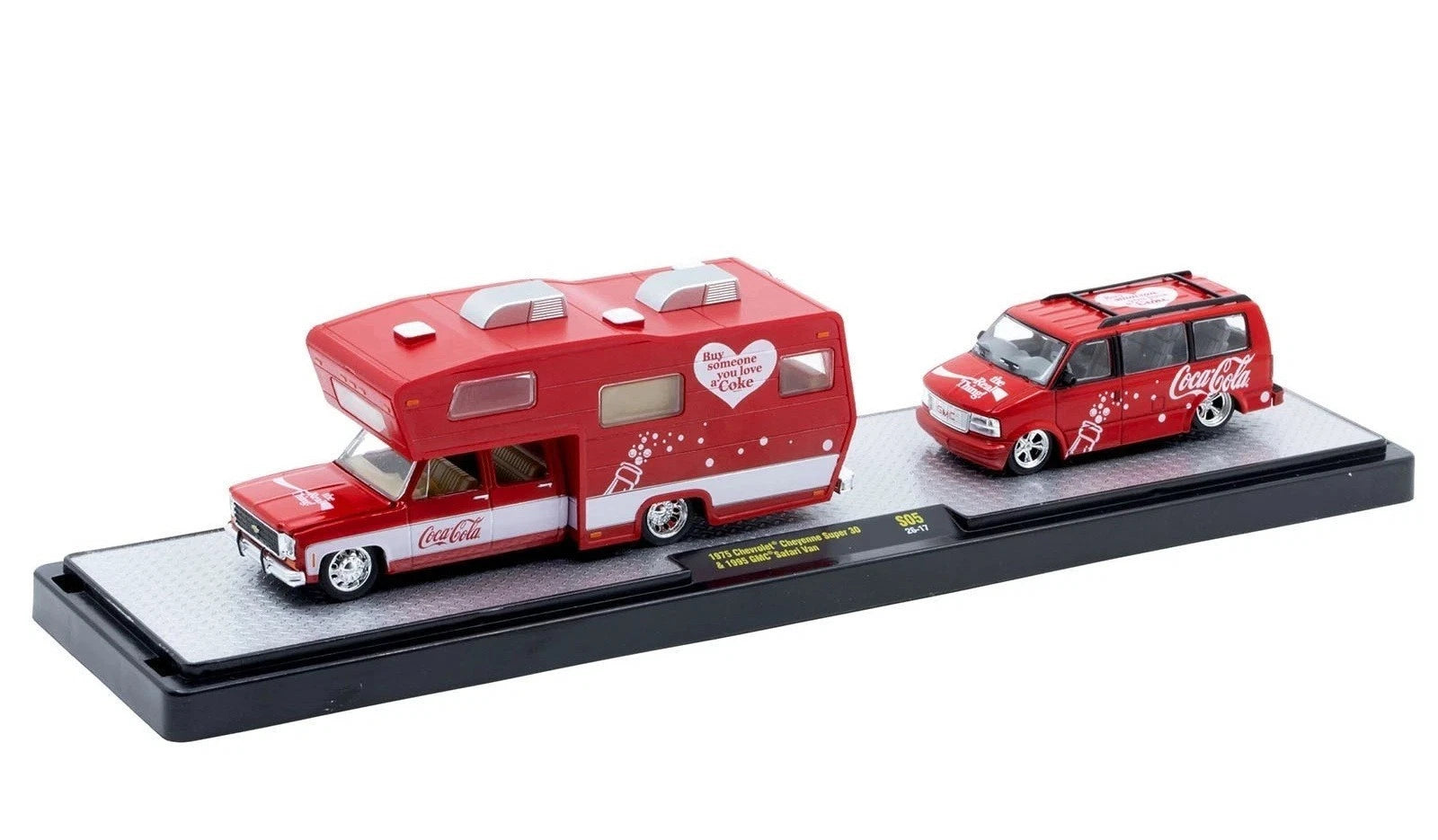 M2 Machines 1:64 1975 Chevrolet Cheyenne Super 30 & 1995 GMC Safari Van – Coca-Cola Auto-Haulers Release S05 – 56000-S05-B
