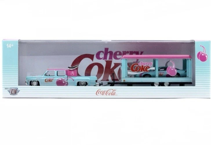 M2 Machines-1973 Chevrolet Cheyenne Super 30 with 1985 Chevrolet Camaro IROC-Z - Cherry Coke (56000-TW40B)