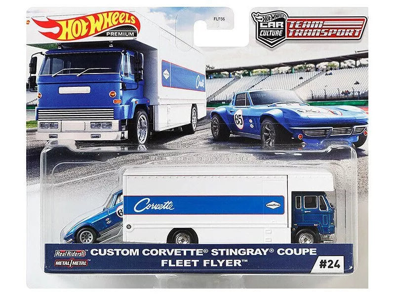 Hot Wheels Premium Team Transport Custom Corvette Stingray Coupe & Fleet Flyer (GLT41)