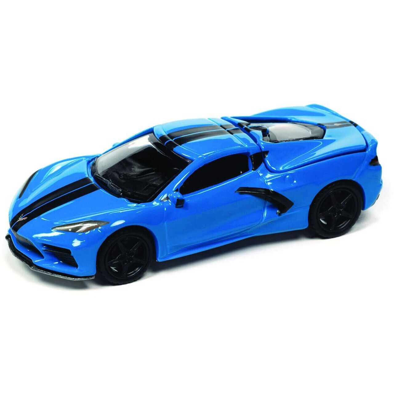 2020 C8 Chevrolet Corvette (Rapid Blue/with Black Stripe) 1:64