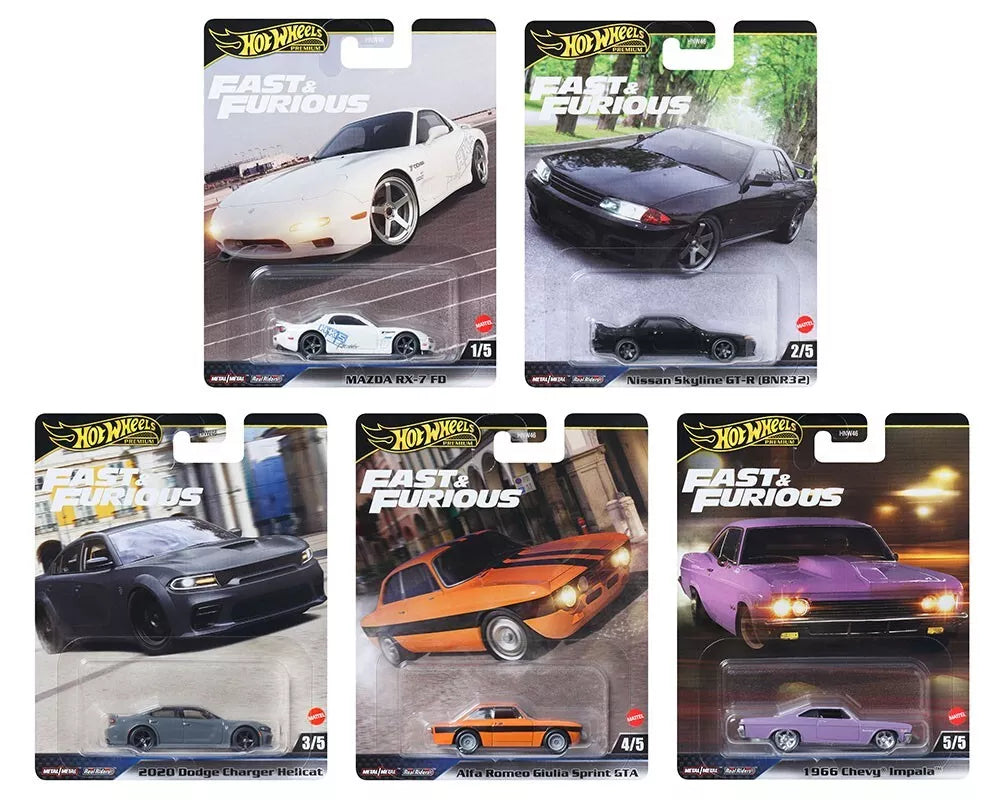 2025 Hot Wheels Premium, Fast and Furious K ( SET OF 5) HNW46-956K