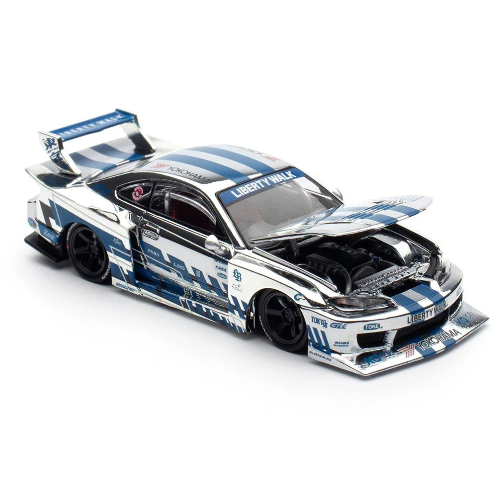 POPRACE 1:64 LB Super Silhouette Nissan Silvia S15 – Silver Chrome – CDX Version – PR640571