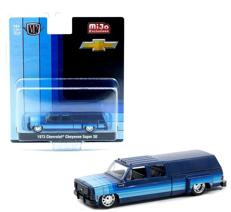 1973 Chevrolet Cheyenne Super 30 Dually with Camper Shell - Blue (M2 Machines 39000-MJS04)