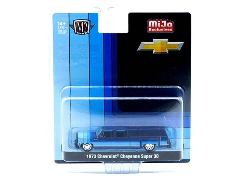1973 Chevrolet Cheyenne Super 30 Dually with Camper Shell - Blue (M2 Machines 39000-MJS04)