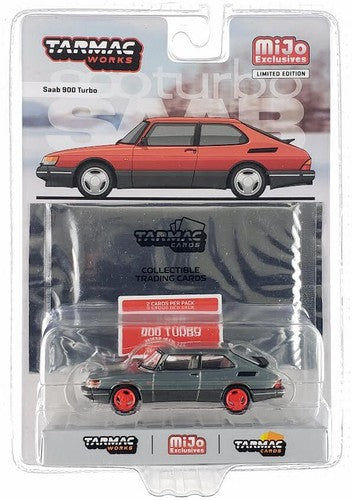 CHASE CARS, Saab 900 Turbo Red T64G-056-RE (Model Car + Trading Cards Combo Set) Tarmac Works