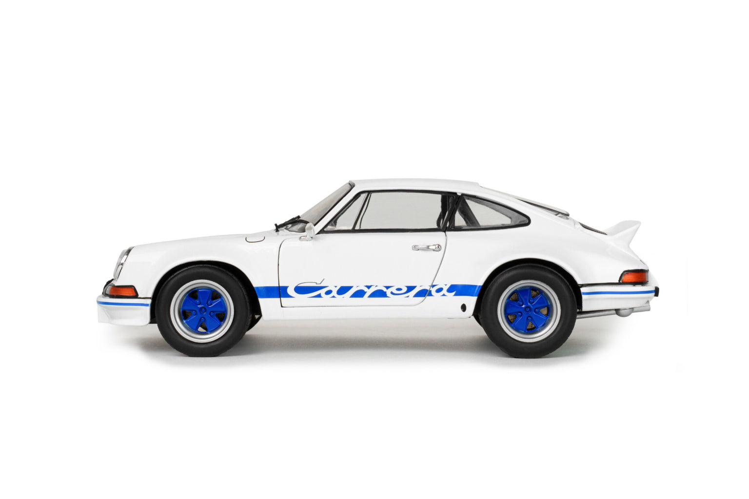 Porsche 911 RSR 1973 Blanche avec bandes Carrera bleues – Solido 1:18 – S1801119