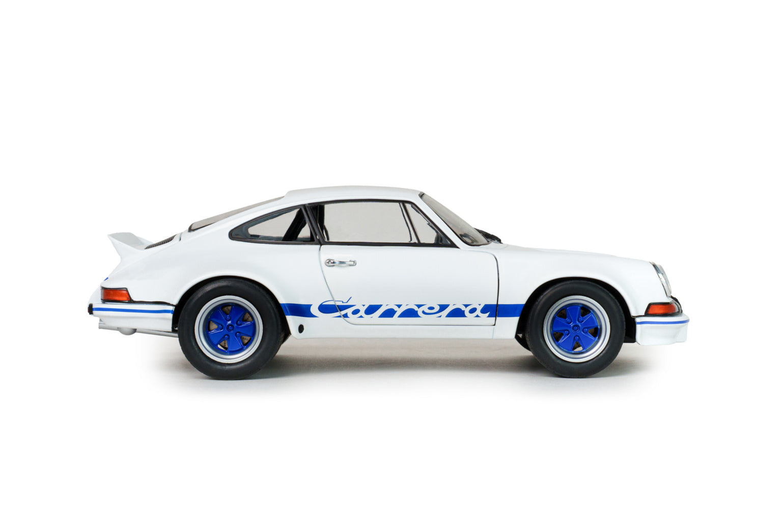 Porsche 911 RSR 1973 Blanche avec bandes Carrera bleues – Solido 1:18 – S1801119