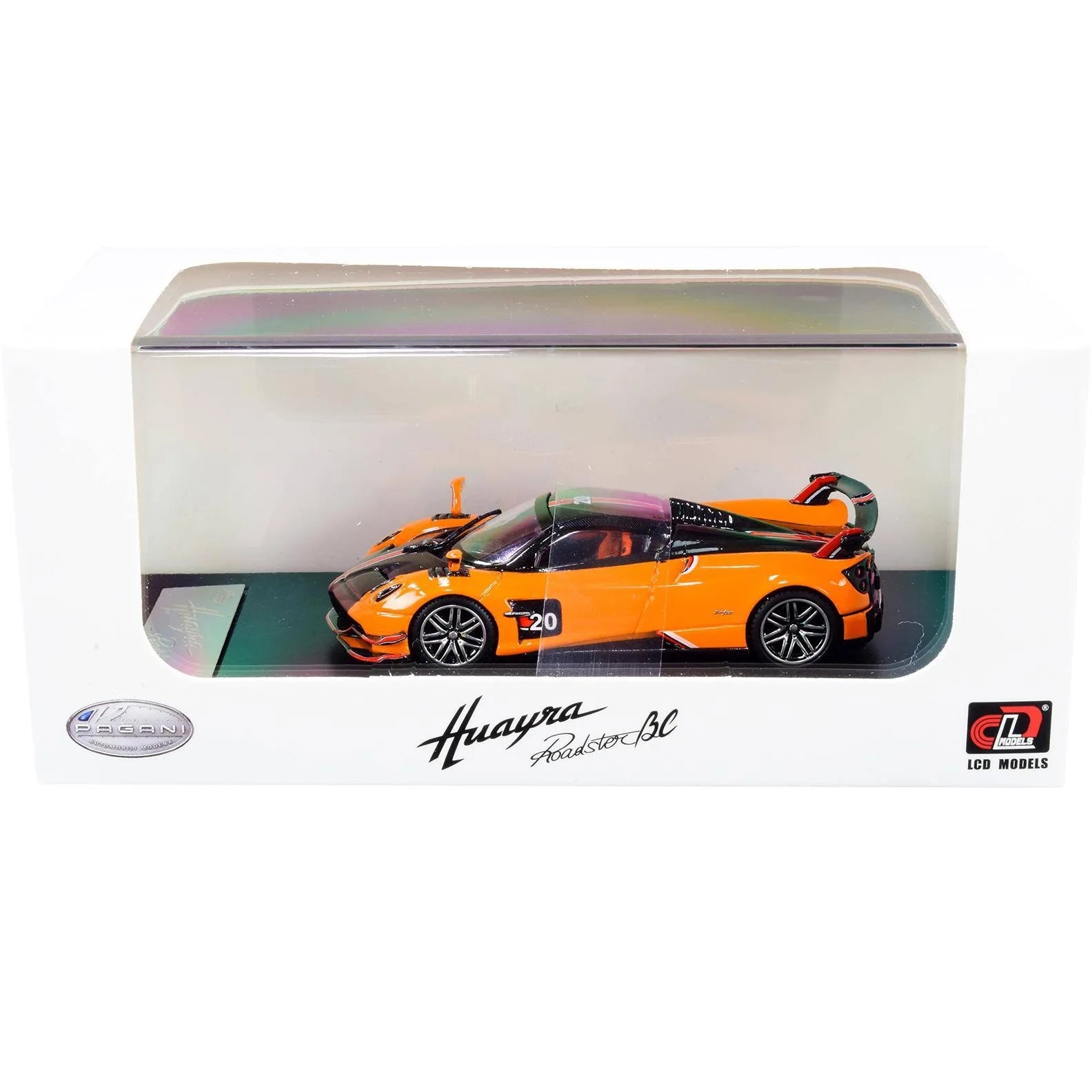 Pagani Huayra BC Roadster-(Orange and Carbon with Red and White Stripes)