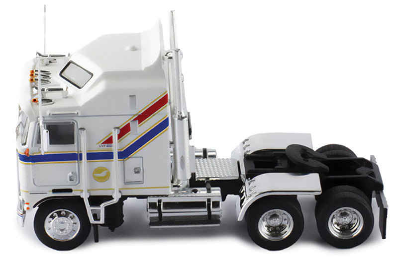 1976 Kenworth K100 COE Aerodyne Tractor (White w/Blue & Red Stripes) 1:64