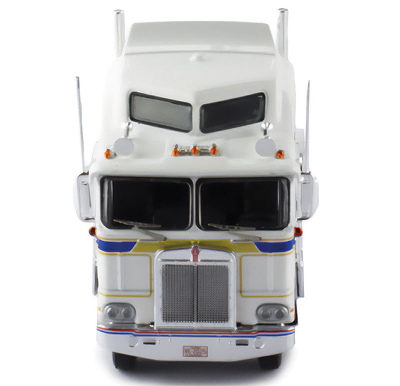 1976 Kenworth K100 COE Aerodyne Tractor (White w/Blue & Red Stripes) 1:64