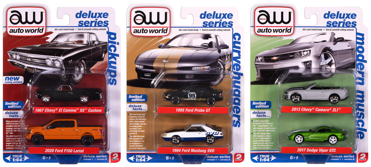 Auto World Deluxe Duo Pack 2026 Release 1B Complete Set – 6 Cars – 1:64 – AW2PK008-B