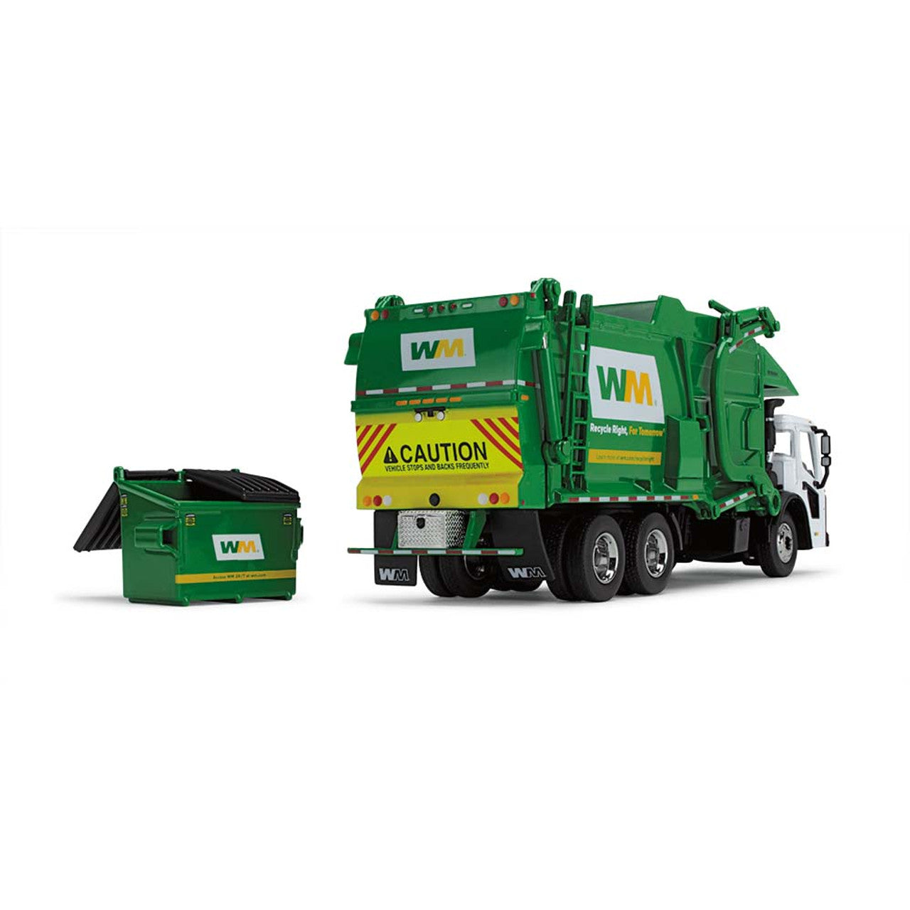 Waste Management - Mack LR Refuse Truck with McNeilus Meridian Front Loader & Trash Bin (Diecast 1:64)