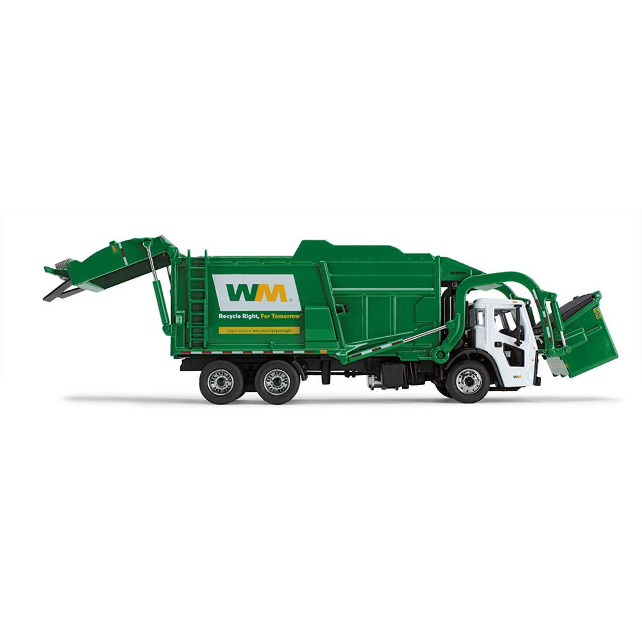 Waste Management - Mack LR Refuse Truck with McNeilus Meridian Front Loader &amp; Trash Bin (Diecast 1:64)