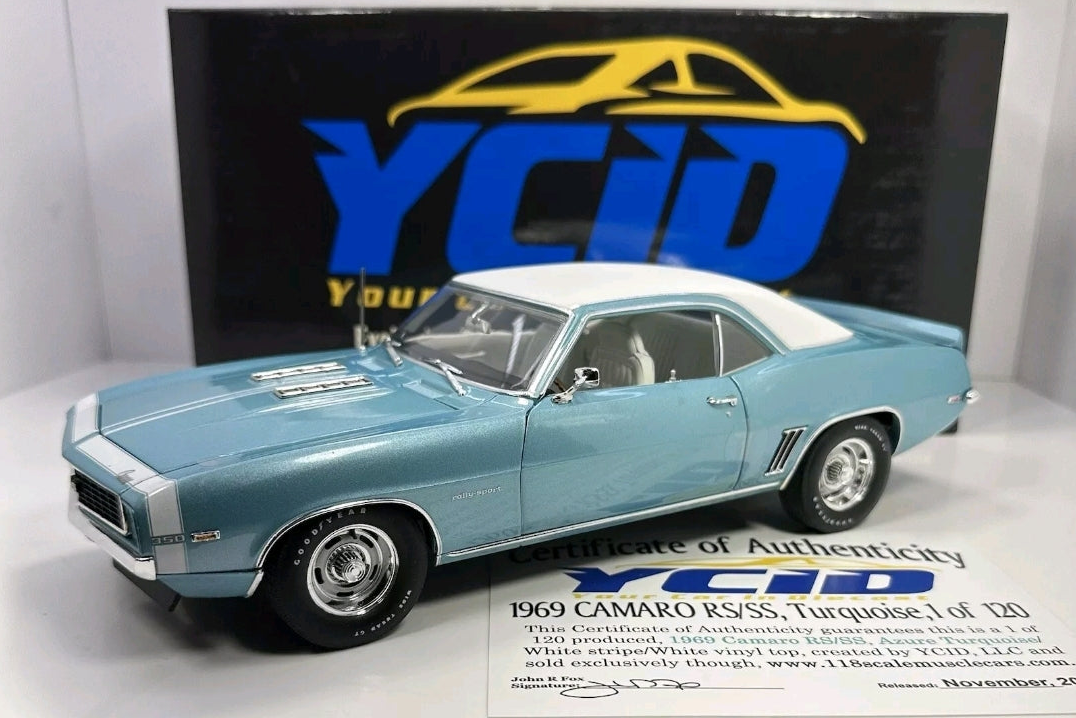 1969 CAMARO RS/22, AZURE TURQUOISE WITH WHITE VINYL TOP (Limitée à 120