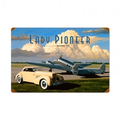 Lady Pioneer   **Shield Metal Sign**