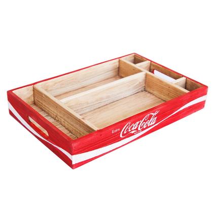 Plateau de bois organisateur de bureau Coca-Cola
