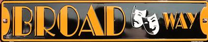 BROAD WAY 24" X 5" ENSEIGNE DE MÉTAL EMBOSSÉE