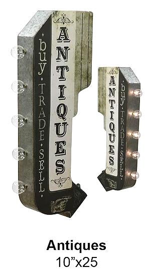  LUMINOUS SIGN DOUBLE FACE - ANTIQUE- 10&quot;X25&quot;