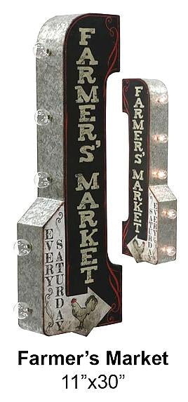 Enseigne lumineuse double faces (ampoules Led) - FARMER&