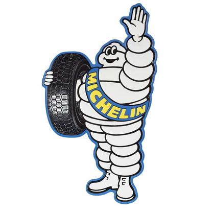 MICHELIN MAN PILLOW EMBOSSED TIN SIGN (18"x10")