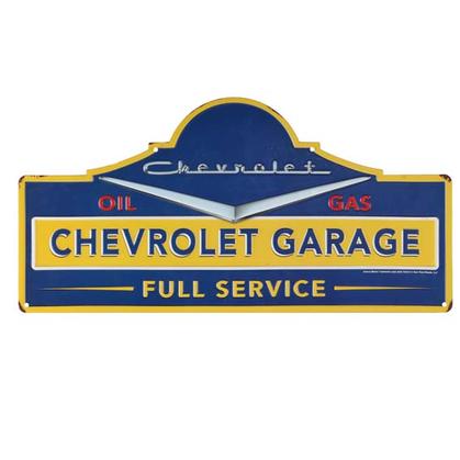 CHEVROLET GARAGE EMBOSSED TIN SIGN (18"x9")