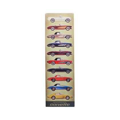 CORVETTE VERTICAL EMBOSSED TIN SIGN (9"x30")